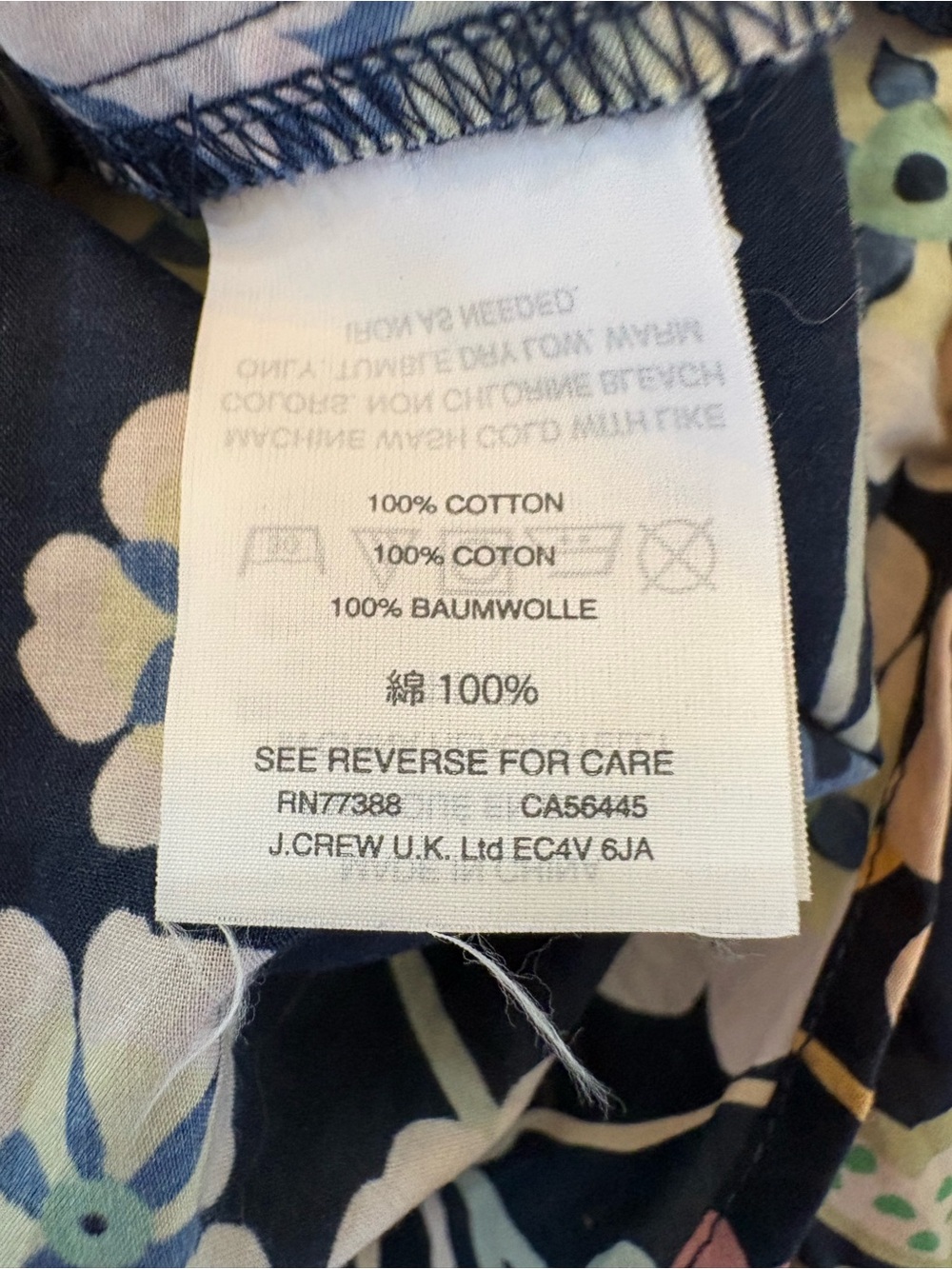J.Crew Button Down Shirt Womens 14 Navy Liberty London Floral Excellent Cotton - Picture 5 of 7